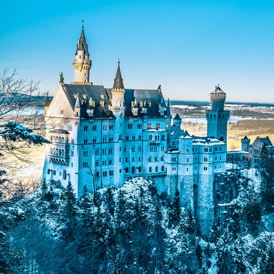 Neuschwanstein castle Germany in winter snow