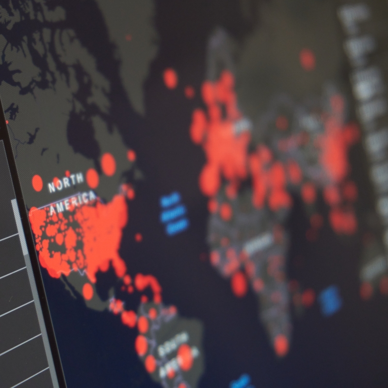 Computer screen map that shows localization of French-speaking companies and popilation