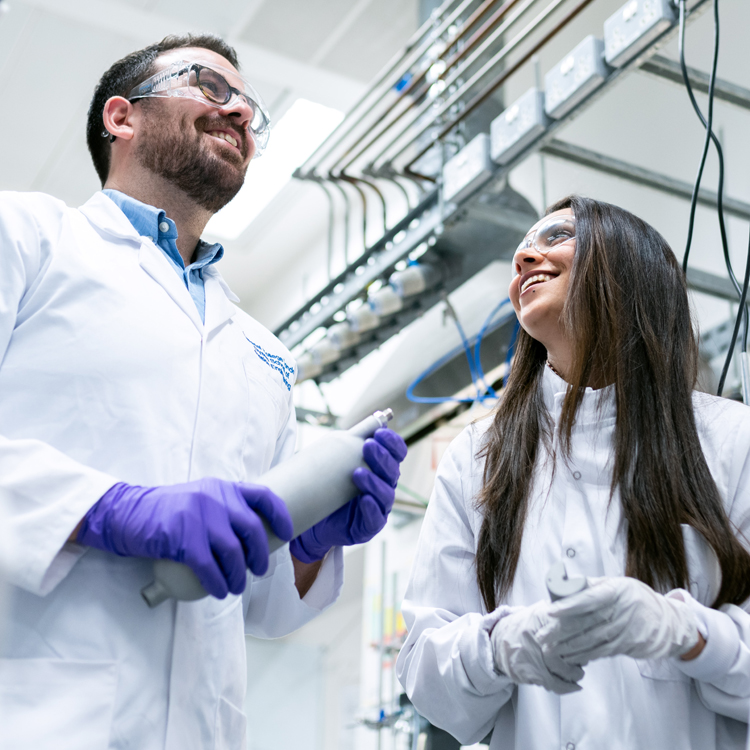 two engineers meeting in a manufacturing site