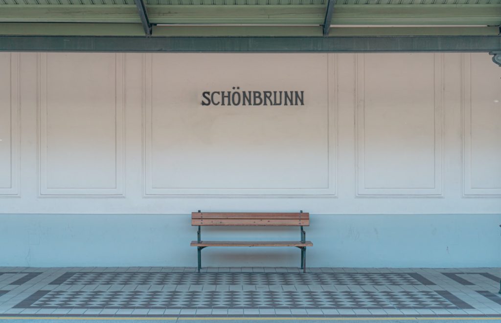 schonbrunn austria station with bench