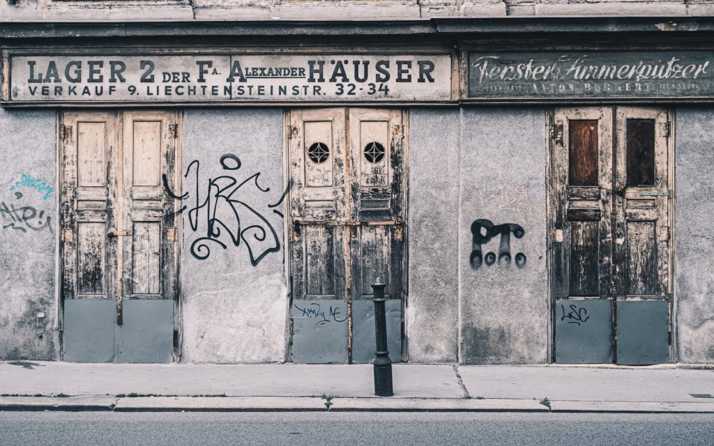 facade of abandoned building in vienna austria